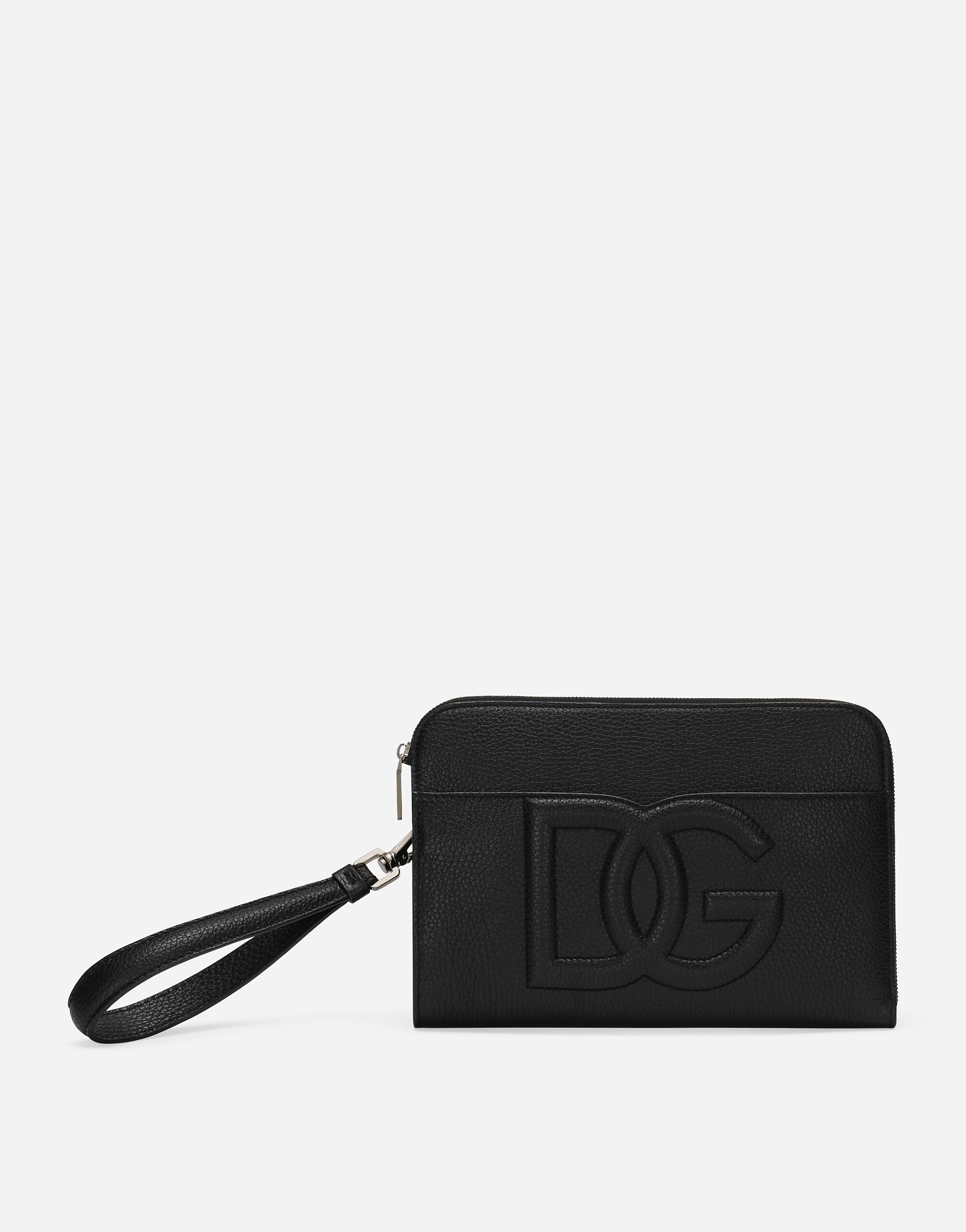 Cartera de mano mediana en piel de ciervo en Negro de Hombre Dolce Gabbana