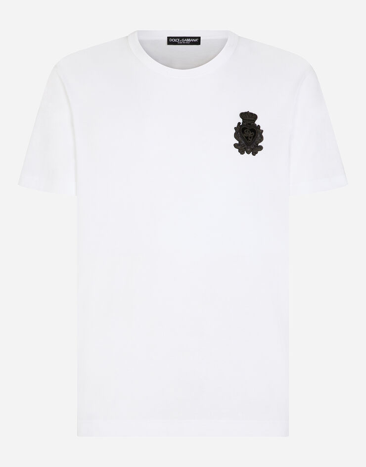 Dolce & Gabbana Cotton t-shirt with heraldic patch White G8KBAZG7VKV