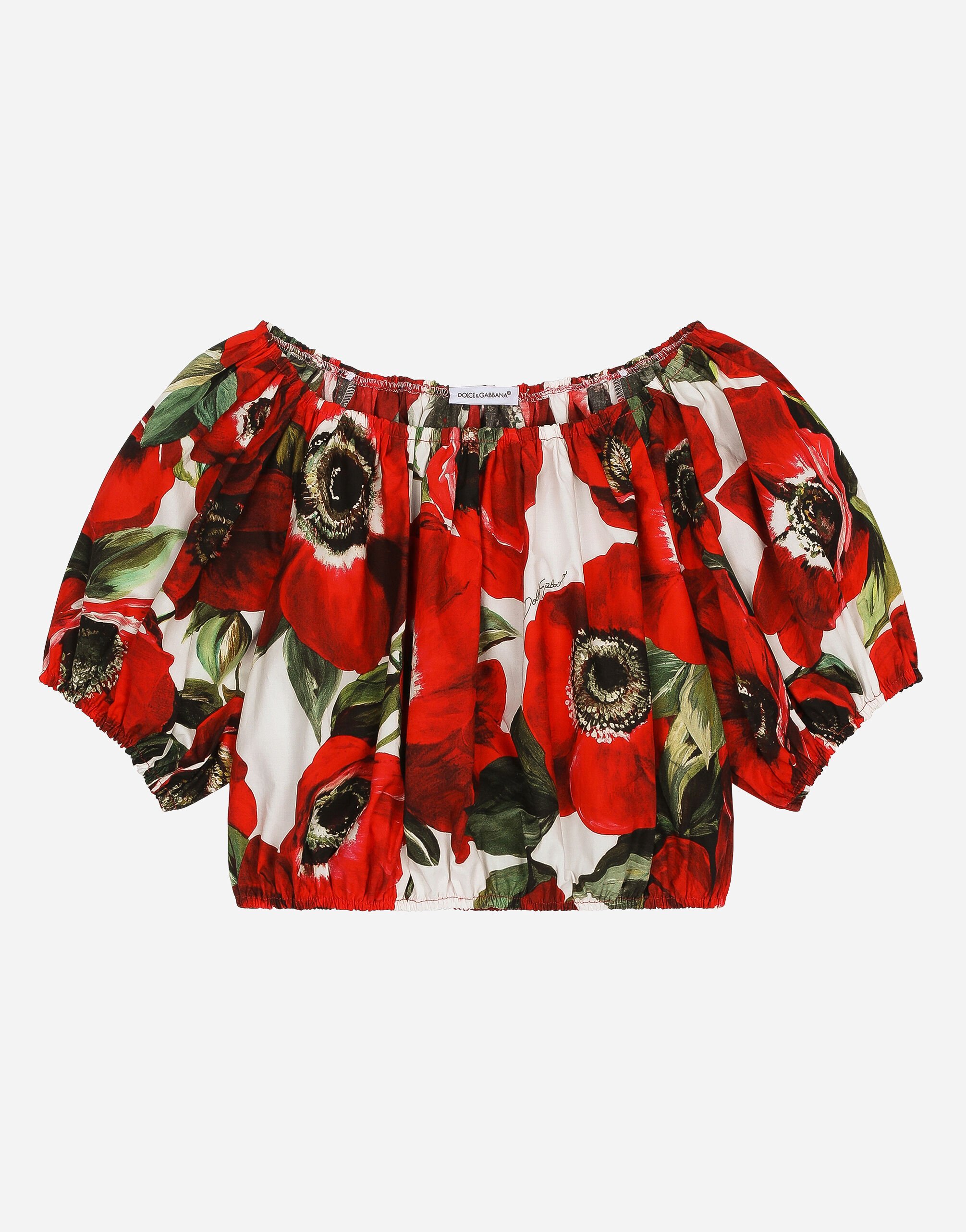 Dolce & Gabbana Bluse aus Popeline Anemonen-Print Drucken L53DU9HS5Q4