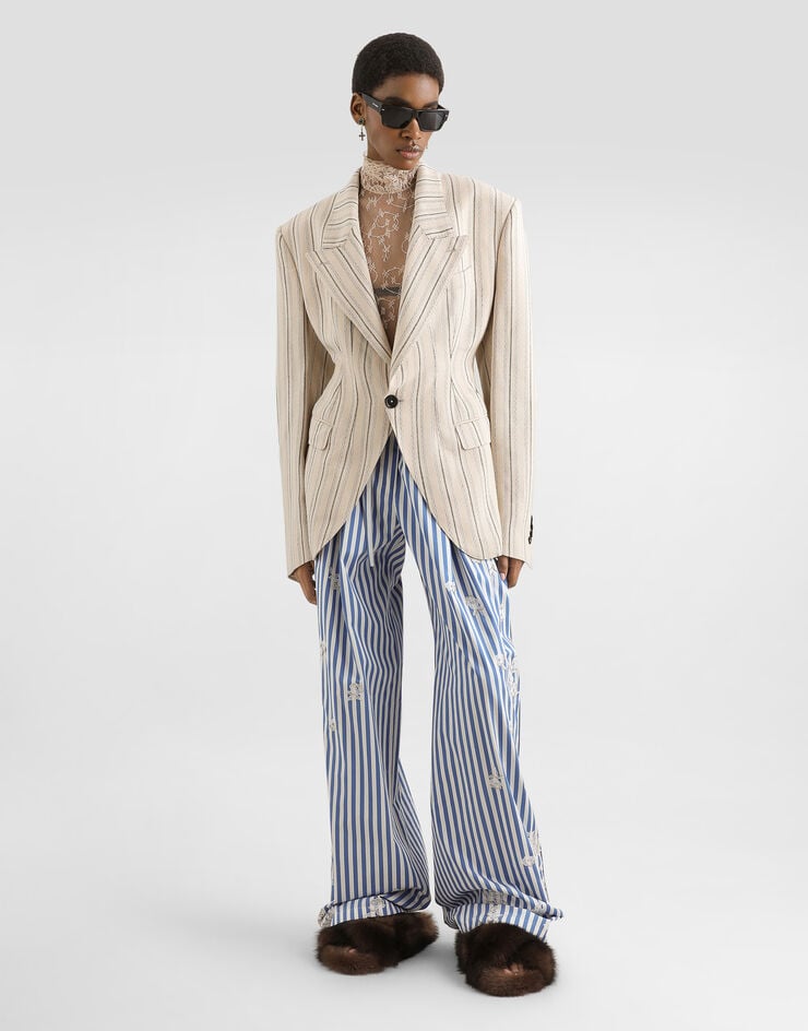 Dolce & Gabbana Single-breasted jacket in regimental pinstripe Multicolor F29WOTFR8AC