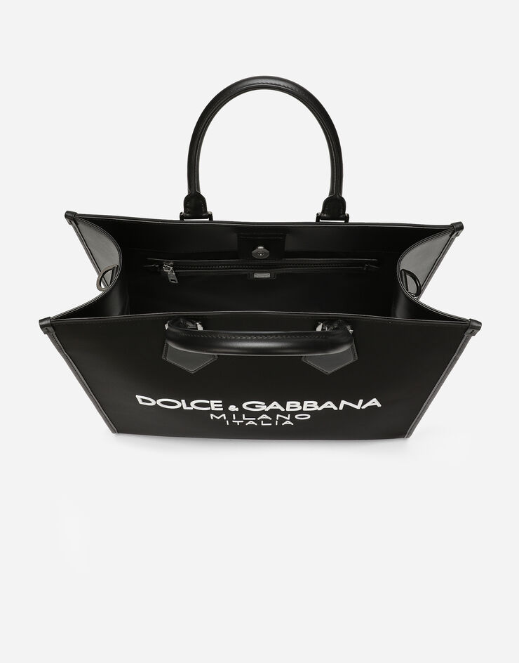 Dolce & Gabbana 고무 로고 라지 나일론 쇼퍼백 블랙 BM2271AG182