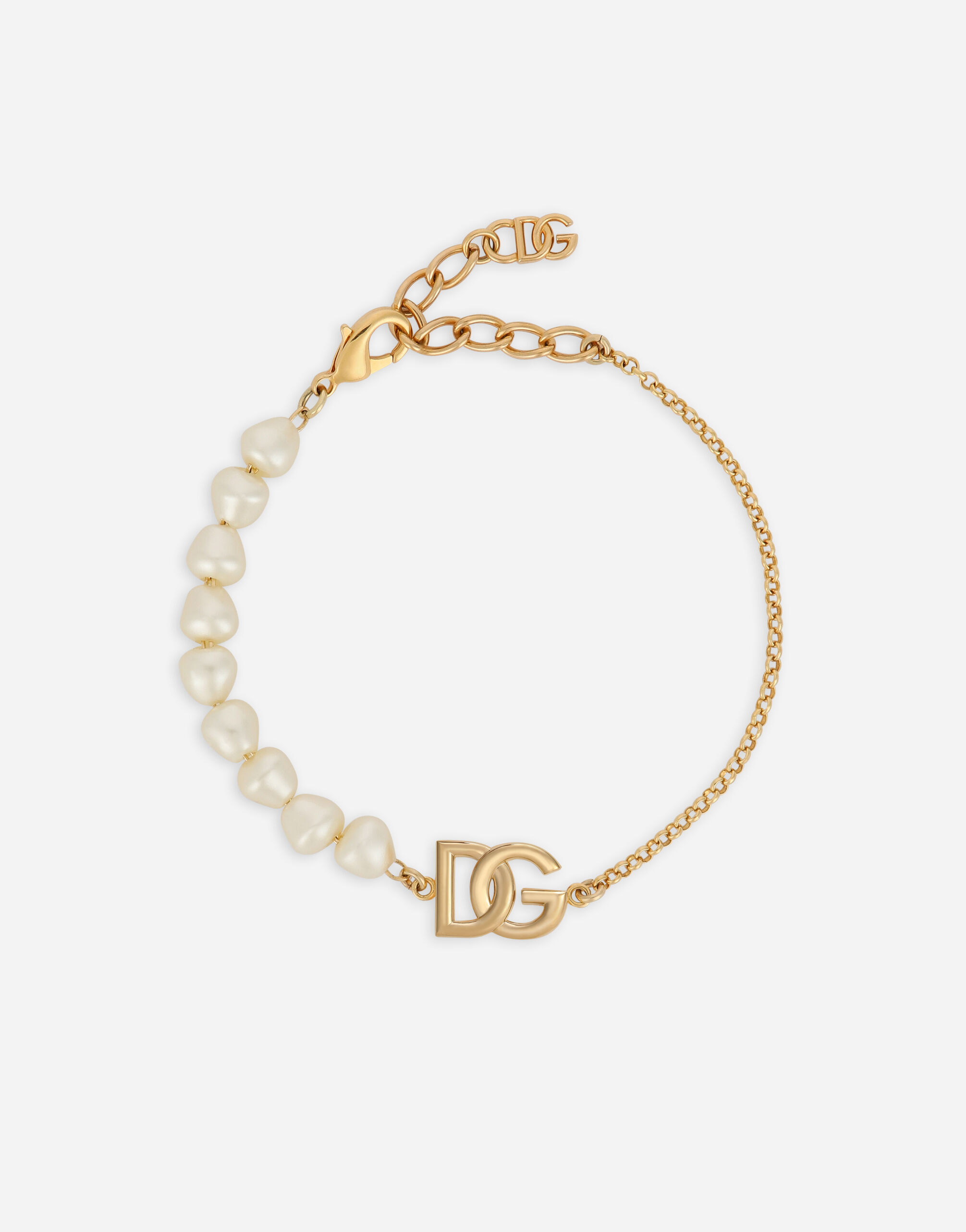 Dolce & Gabbana Link bracelet with pearls and DG logo Black CQ0584A1471