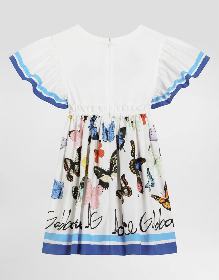 Dolce & Gabbana Robe en jersey et popeline à imprimé papillons Imprimé L5JD9PG7O0M