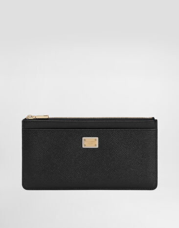 Dolce & Gabbana Large dauphine calfskin card holder with plate Black BI1265A1001