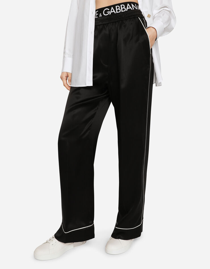 Dolce & Gabbana Satin pajama pants with piping Black FTB0MTFU1AU