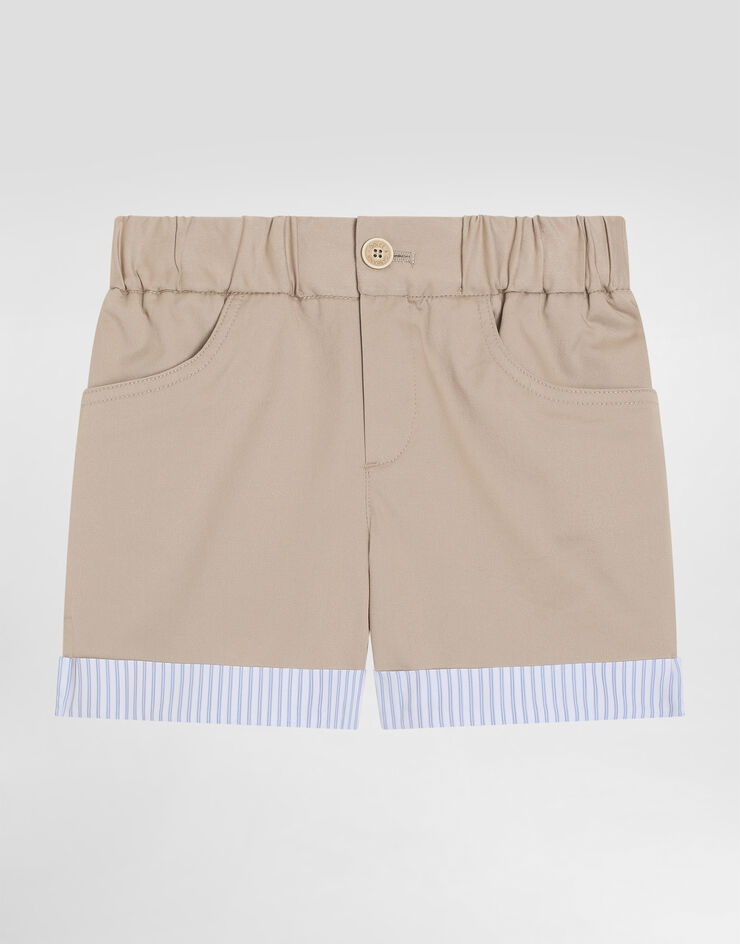 Dolce & Gabbana Bermudas aus Gabardine mit Dolce&Gabbana-Logo Beige L13Q67G7N9I