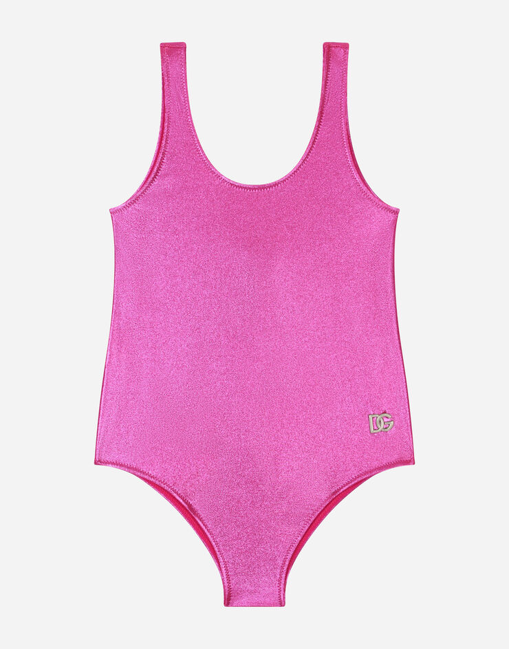 DolceGabbanaSpa One-piece swimsuit with DG logo Rosa L5J812G7J6L