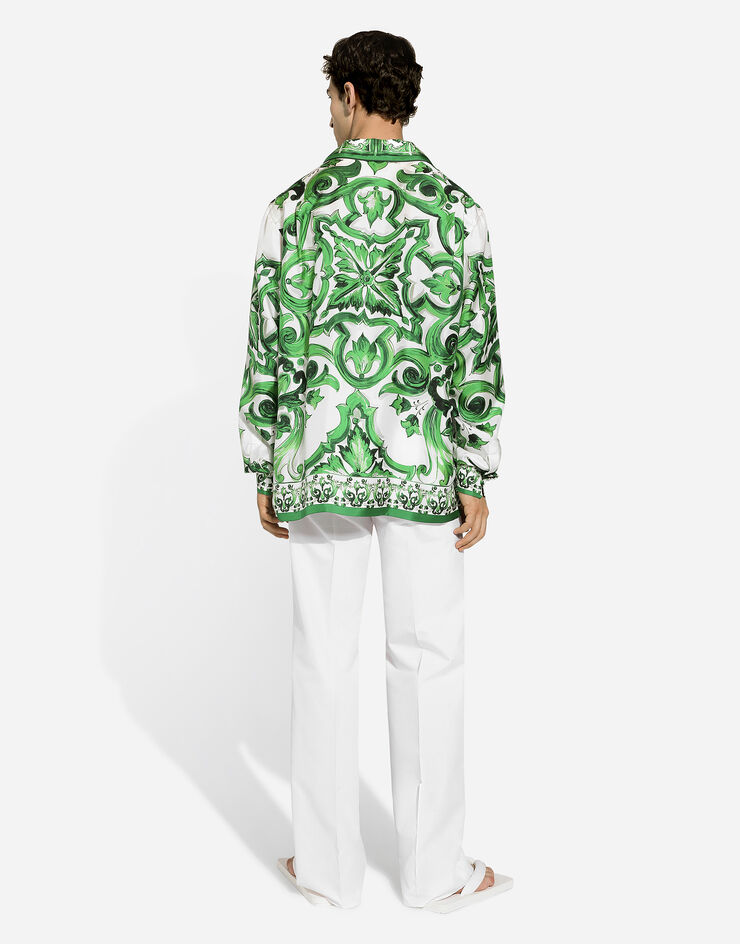 Dolce & Gabbana 马约利卡印花真丝斜纹衬衫 版画 G5IF1THI1SV