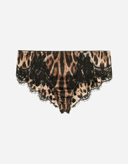 Dolce & Gabbana Leopard-print satin briefs with lace detailing Black O7A00TONO13