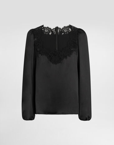 Dolce & Gabbana Blusa in satin stretch Nero F7BF3TFURAG