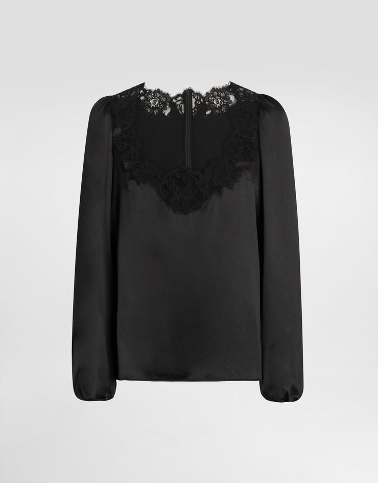 Dolce & Gabbana Blusa in satin stretch Nero F7BF3TFURAG