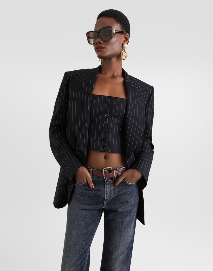 Dolce & Gabbana Linda double-breasted jacket in pinstripe wool Dolce & Gabbana Linda double-breasted jacket in pinstripe wool Multicolor F2JBPTFRBC0