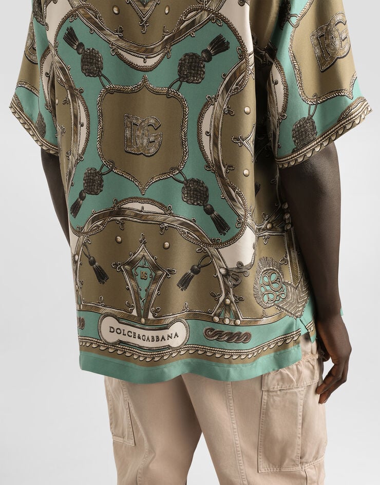 Dolce & Gabbana Cargo-print hawaii washed silk twill shirt Multicolor G5JH9THI12C