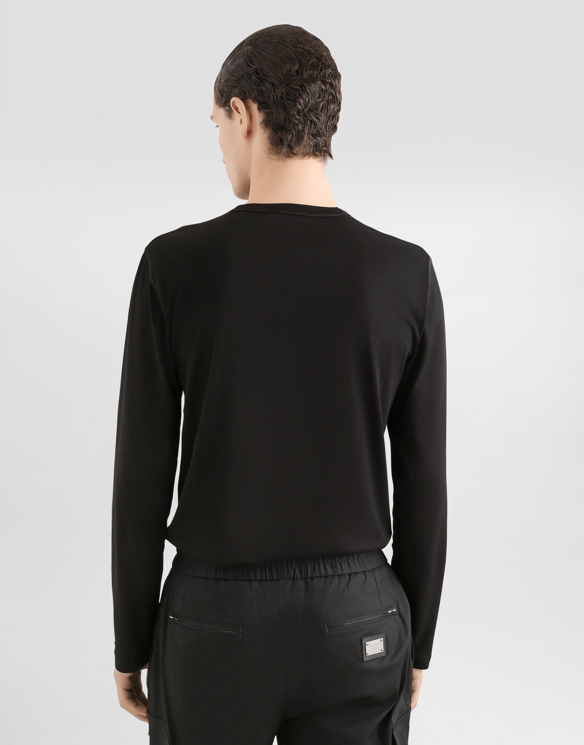 【本物新品保証】 tag logo with T-shirt Long-sleeved in Men for Black トップス