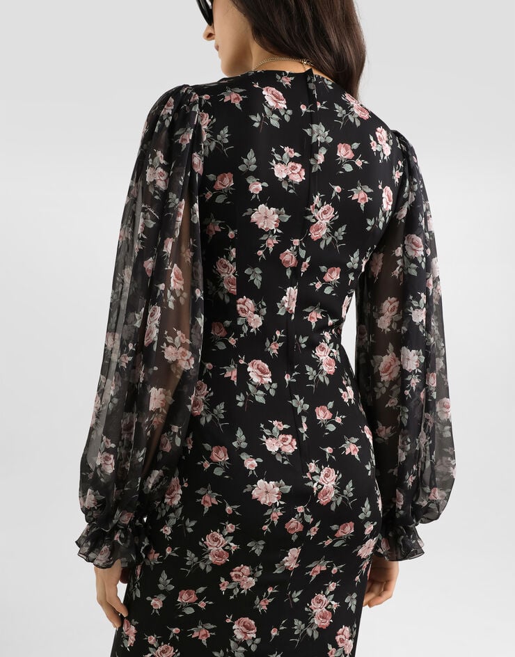 Dolce & Gabbana Vintage roses-print charmeuse dress Multicolor F611DTFSA8C