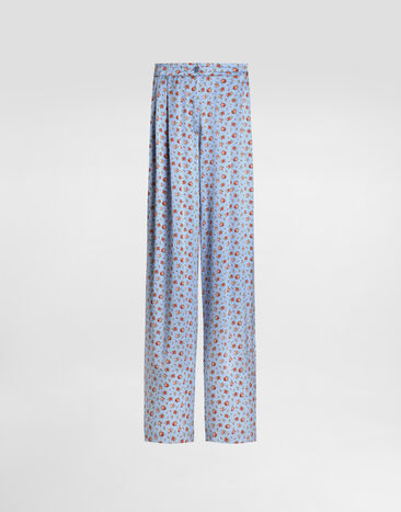 Dolce & Gabbana Small rose-print wide silk trousers Multicolor FTDIVTIS10H