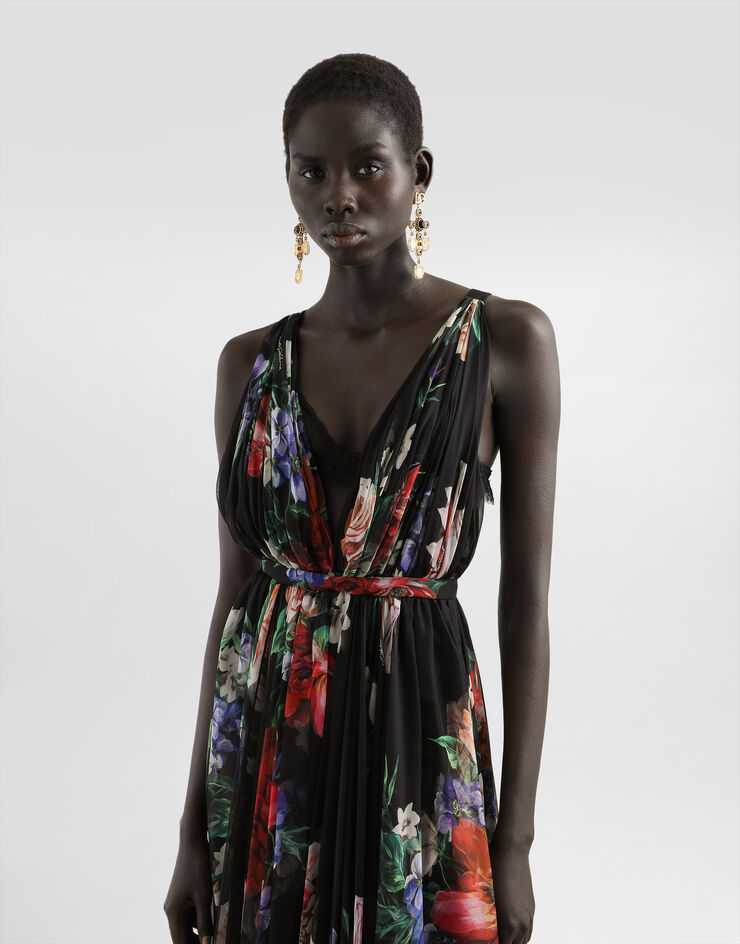 Dolce & Gabbana Long floral-print chiffon dress Print F6ZA1TIS1Y7