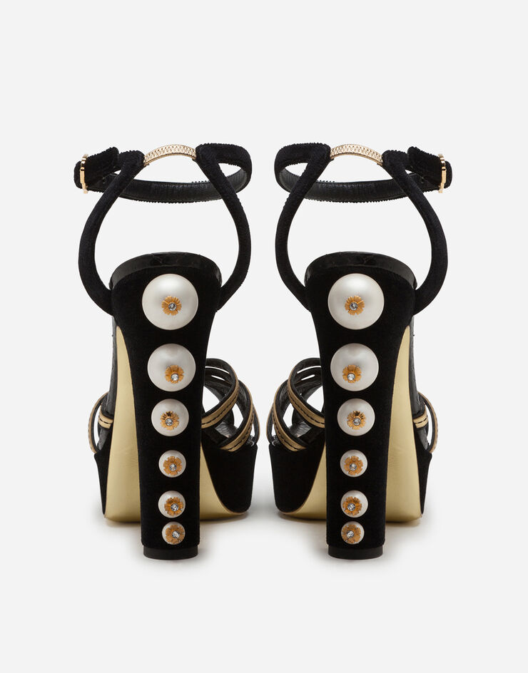 Dolce & Gabbana Python print and mordoré platform sandals BLACK/GOLD CR0872A2U26