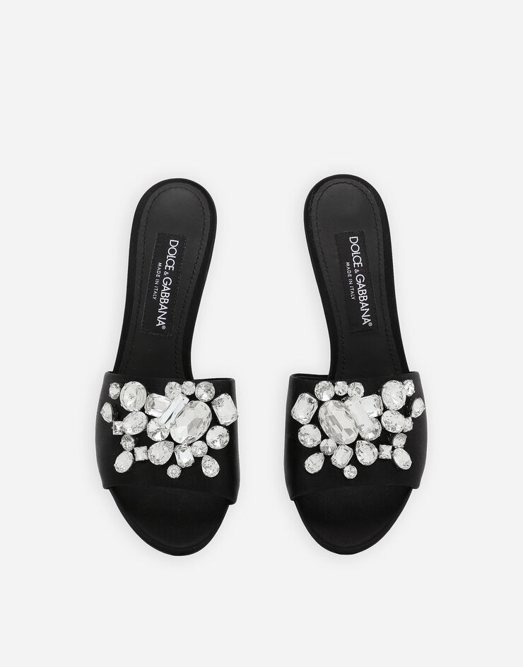Dolce & Gabbana 자수 디테일 새틴 뮬 블랙 CR1608AQ521