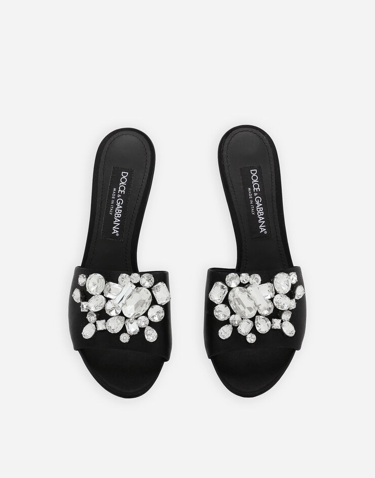 Dolce & Gabbana Satin mules with embroidery Black CR1608AQ521