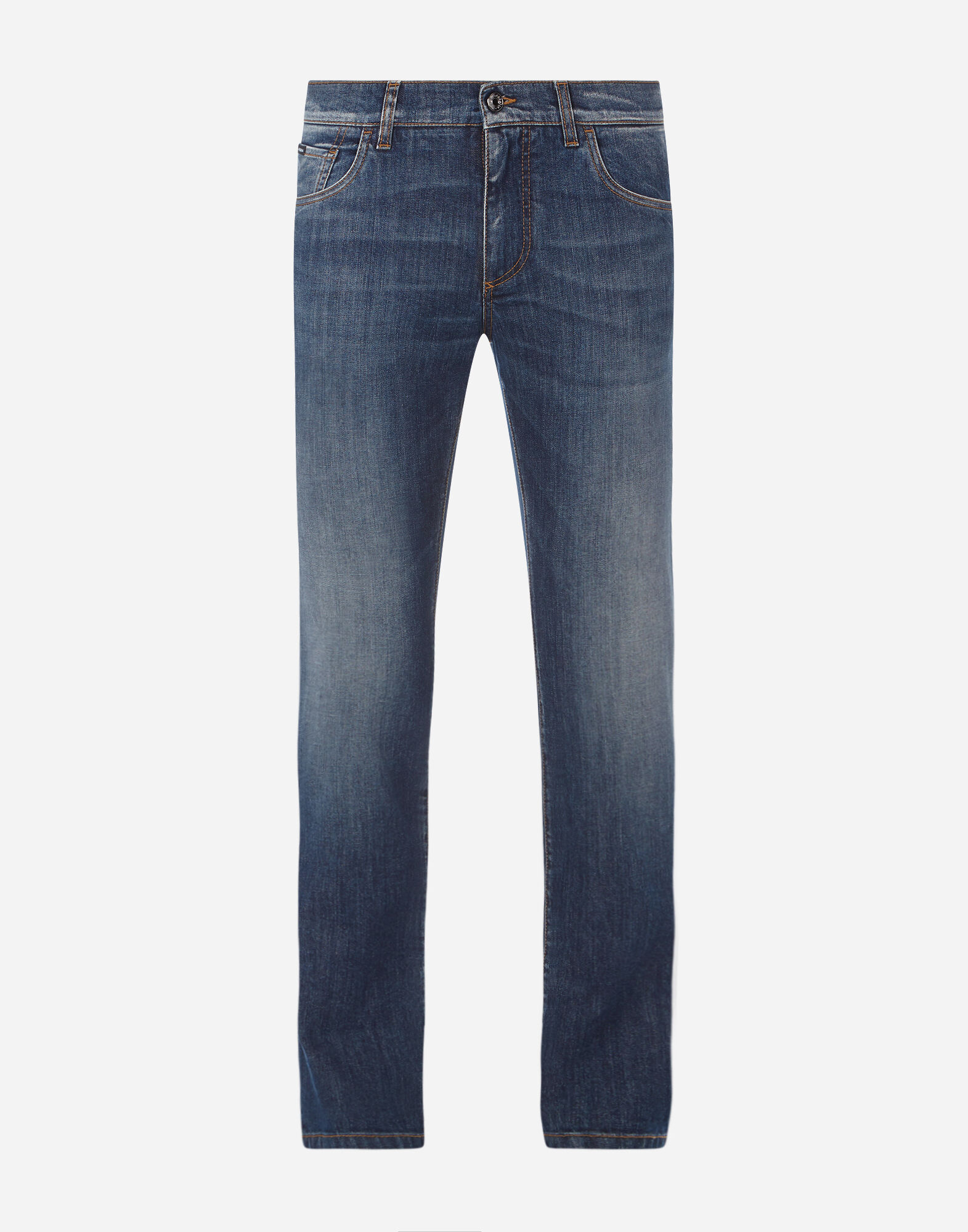Stretch slim-fit medium blue jeans with DG embroidery