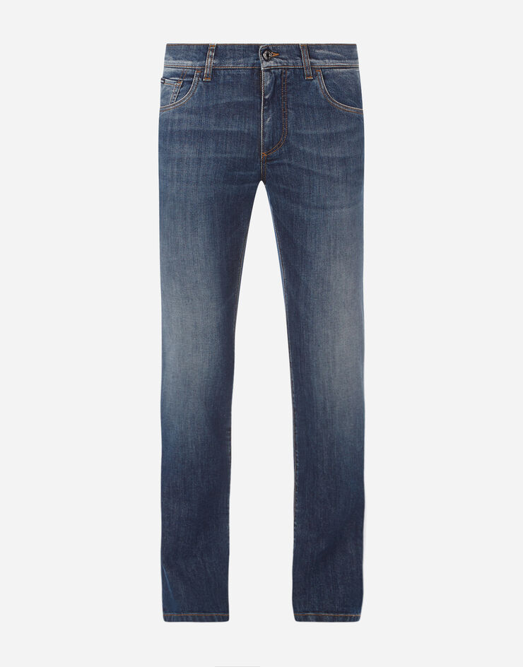 Dolce & Gabbana Stretch slim-fit medium blue jeans with DG embroidery BLUE GY07CZG8BY5