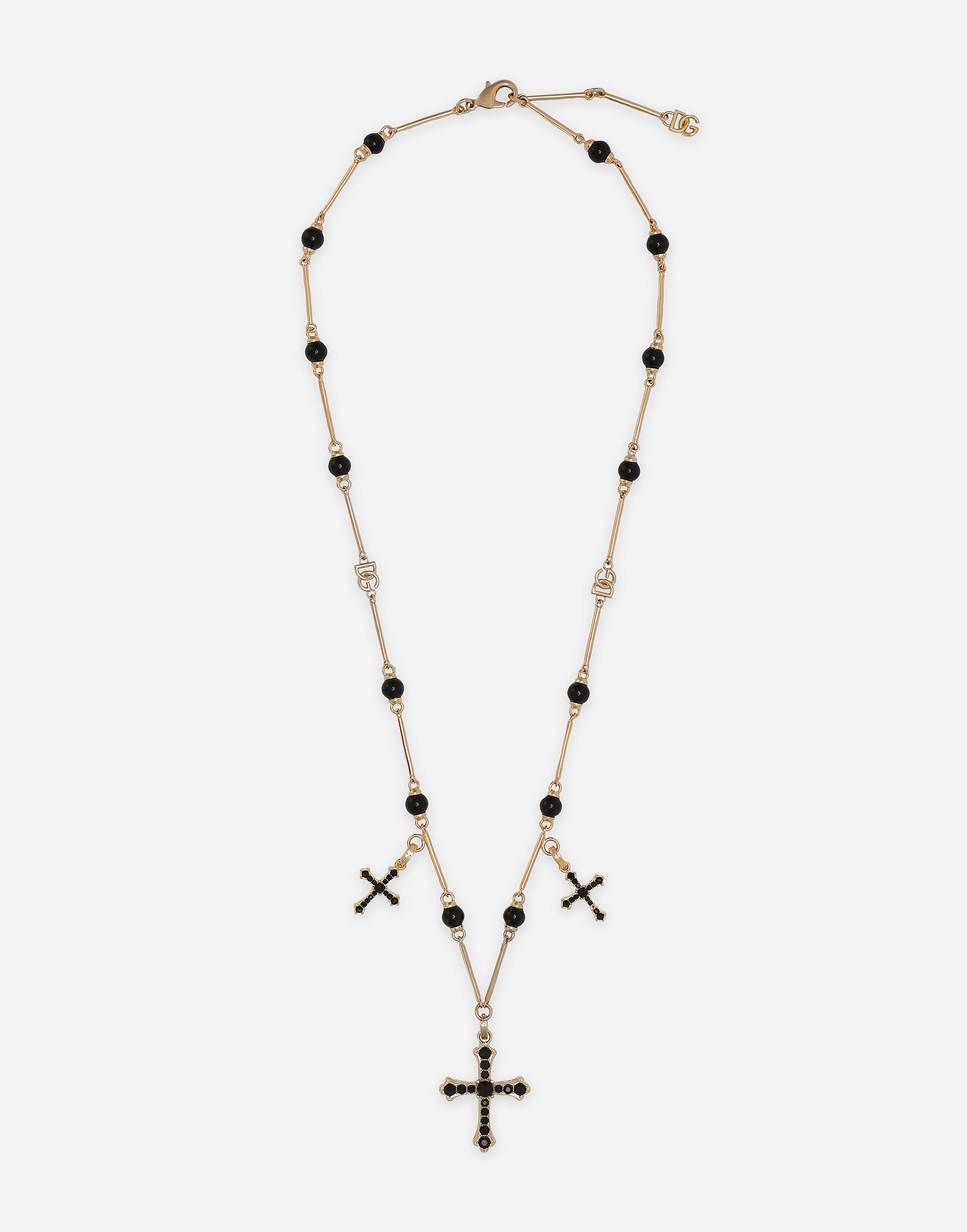Dolce & Gabbana Колье-четки с крестами золотой WEQ6M5W1111