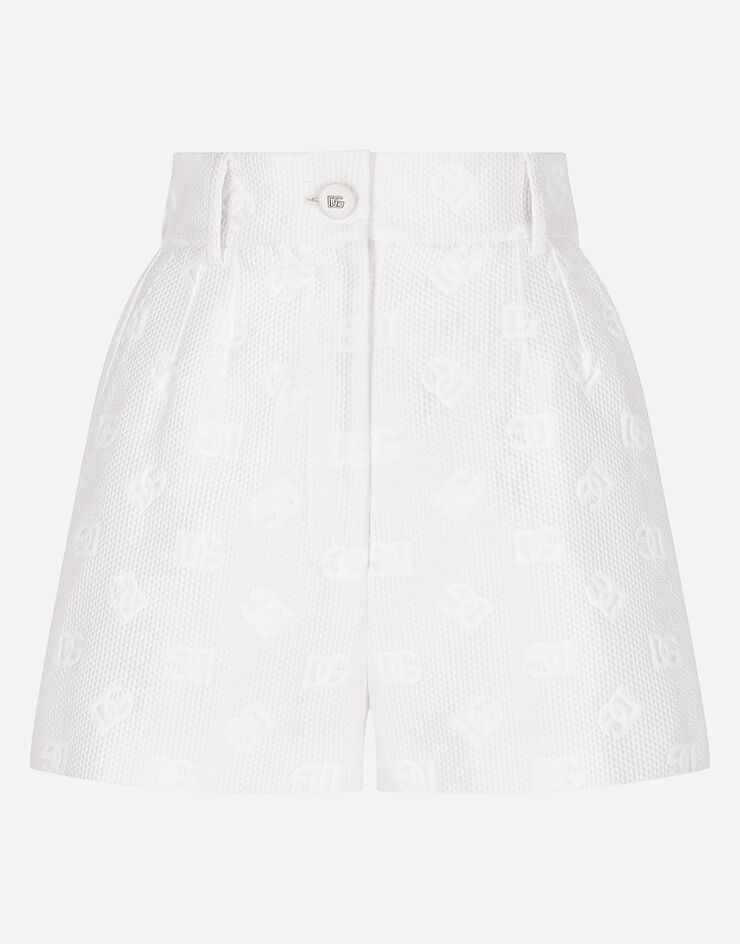 Dolce & Gabbana Shorts in jacquard con logo DG allover Bianco FTBVHTFJTBP