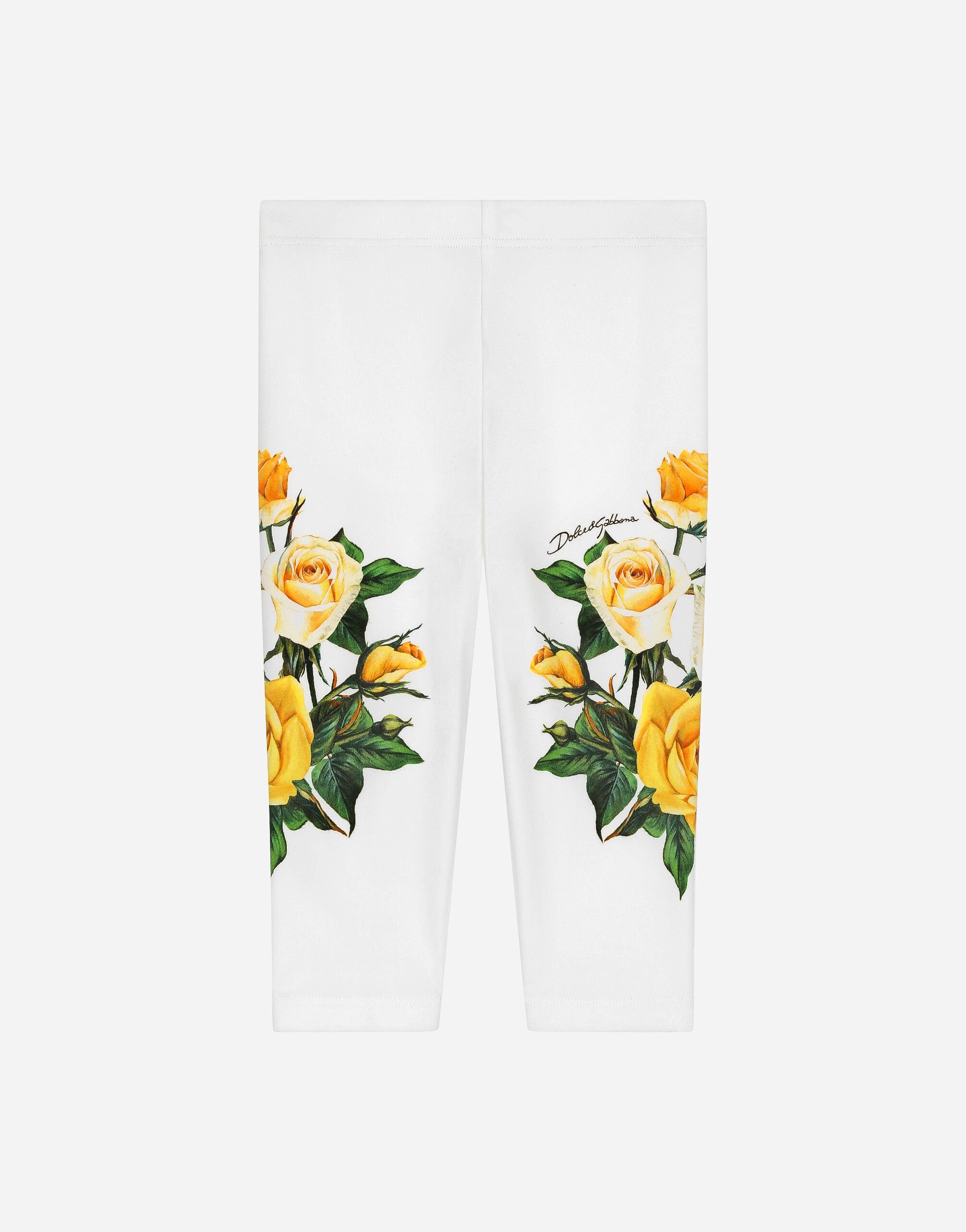 Dolce & Gabbana Interlock leggings with yellow rose print Print L23Q24G7K6S