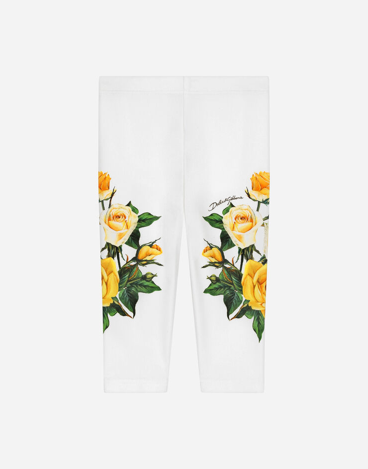 Dolce & Gabbana Leggings en interlock à imprimé roses jaunes Imprimé L2JP5BG7G9R