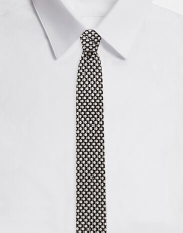 Dolce & Gabbana ربطة عنق تويل بطبعة أبيض GT147EG0UBU