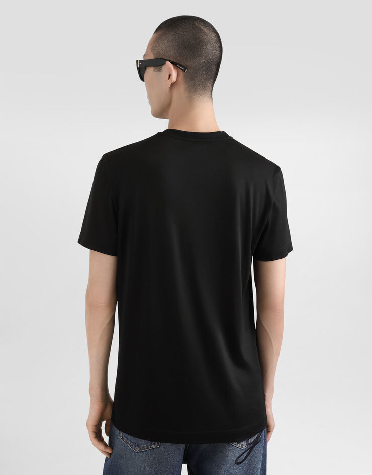 Dolce & Gabbana Silk T-shirt with logo Black G8RN8ZFU75F