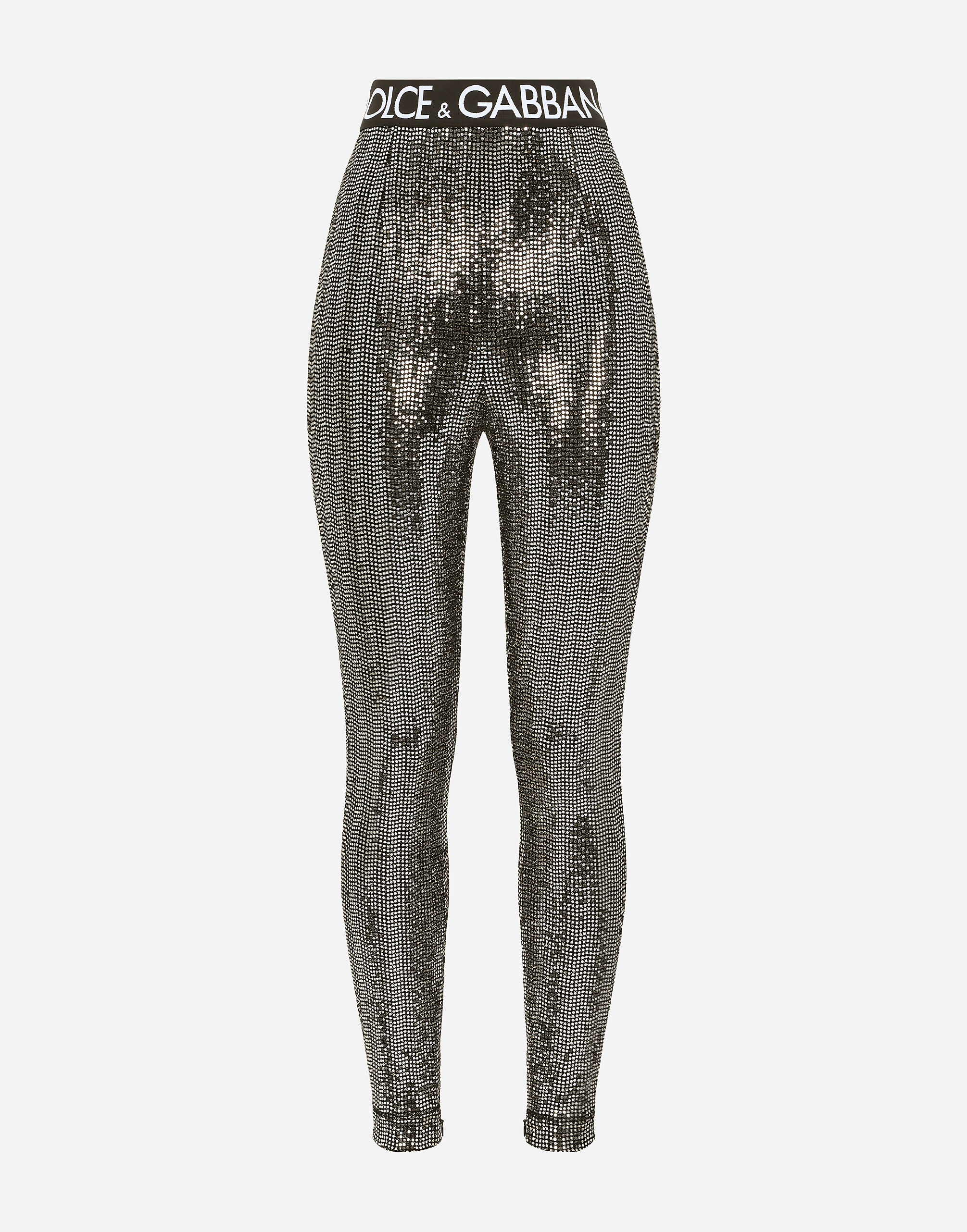 Dolce & Gabbana Jersey leggings with sequins Silver FTAMPTFLSFG