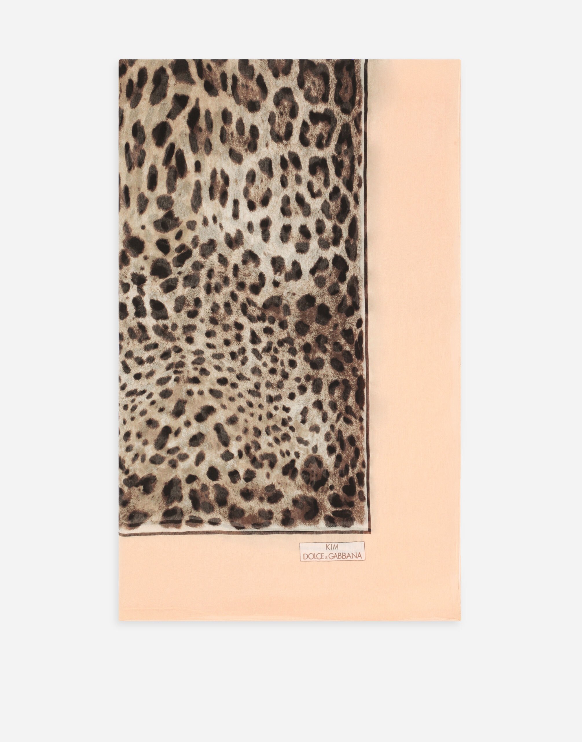 Dolce & Gabbana KIM DOLCE&GABBANA Silk crepon scarf with leopard print Transparent pink VG446BVP830