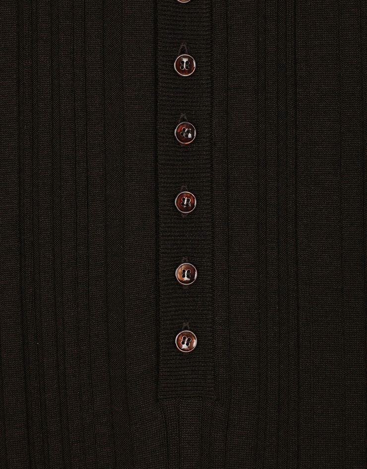 Dolce & Gabbana Майка хенли из шелка в рубчик коричневый GXT23TJBSIT