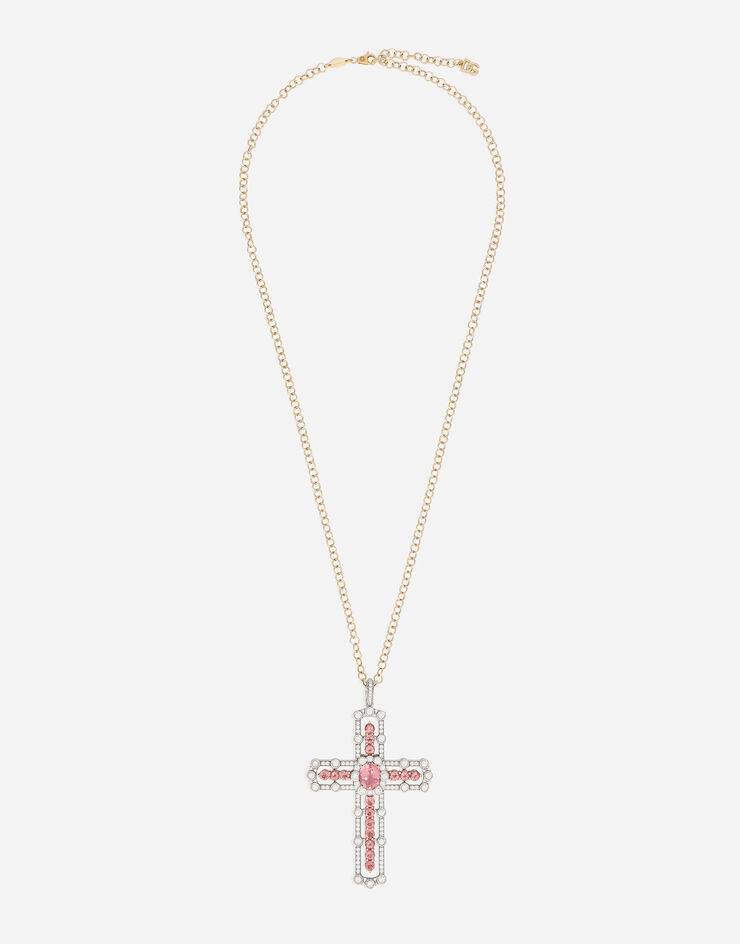 Dolce & Gabbana Tradition pendant in pink and white gold 18kt with tourmalines and diamonds Red WAQP4GWTOR1