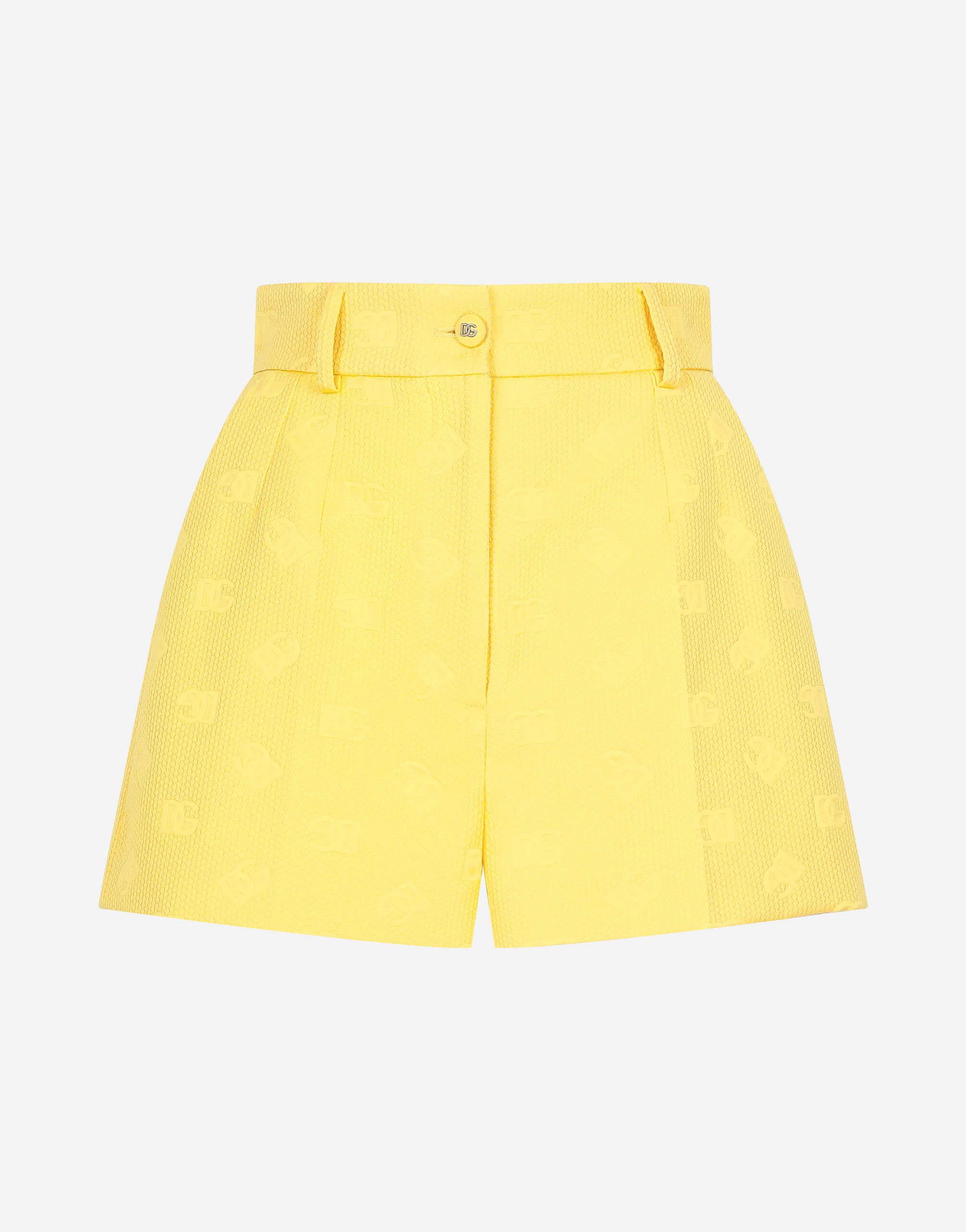 Dolce & Gabbana Jacquard shorts with all-over DG logo Yellow F29UCTHJMOK