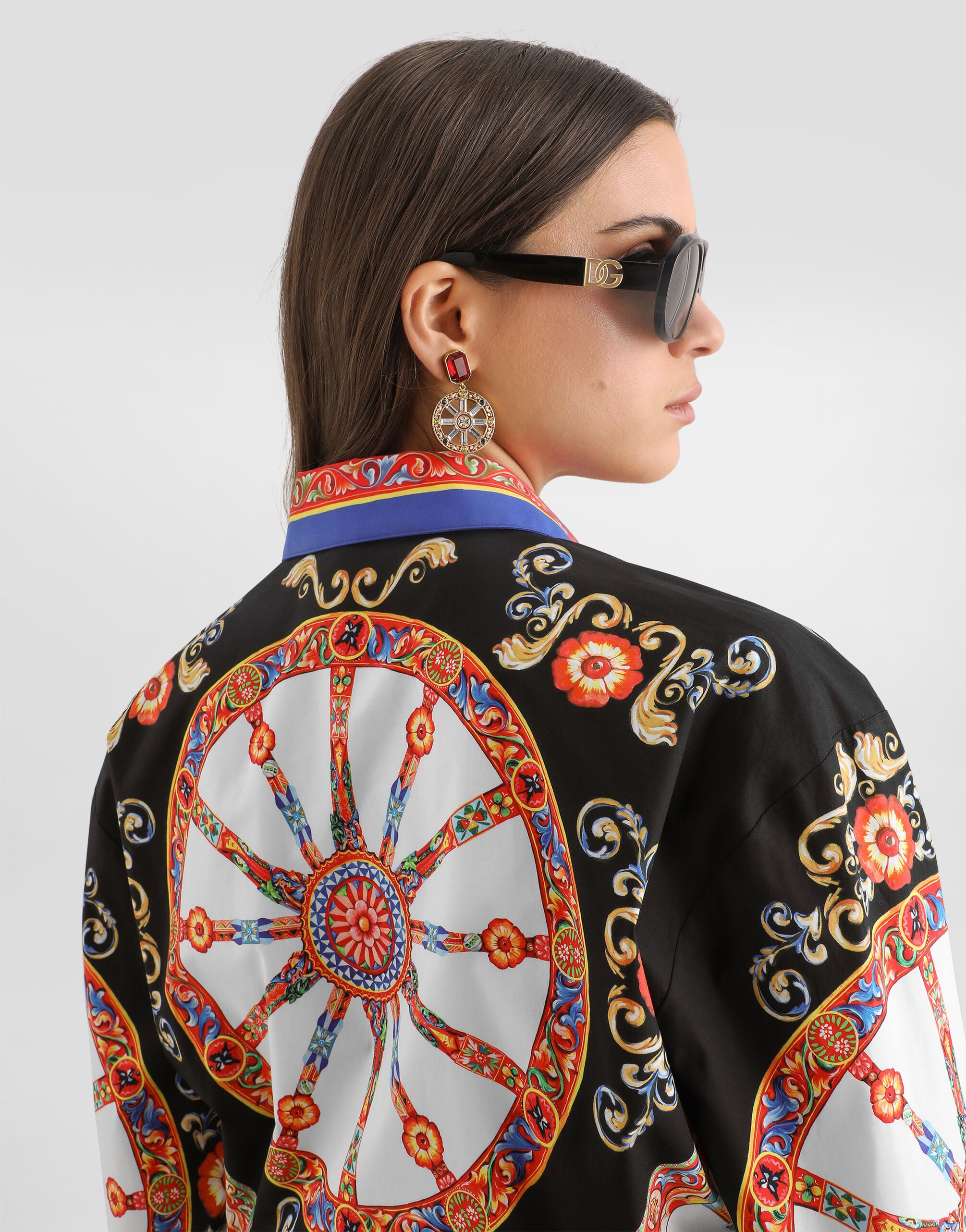 Carretto-print cotton poplin shirt