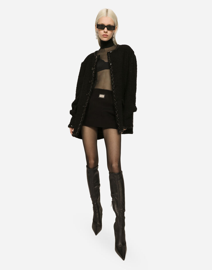 Dolce & Gabbana Single-breasted bouclé jacket Black F26V6TFUMOG