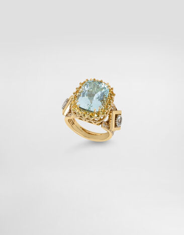 Dolce & Gabbana エレガンツァ 18 Kホワイト＆イエローゴールド アクアマリン サファイア リング  WRSA7GWAQM1