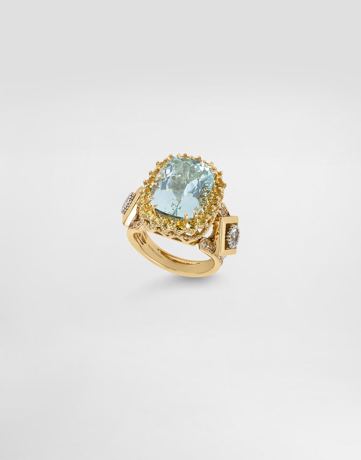 Dolce & Gabbana Eleganza Ring 18-carat white and yellow gold, aquamarine and sapphires Dolce & Gabbana Eleganza Ring 18-carat white and yellow gold, aquamarine and sapphires WRSA7GWAQM1