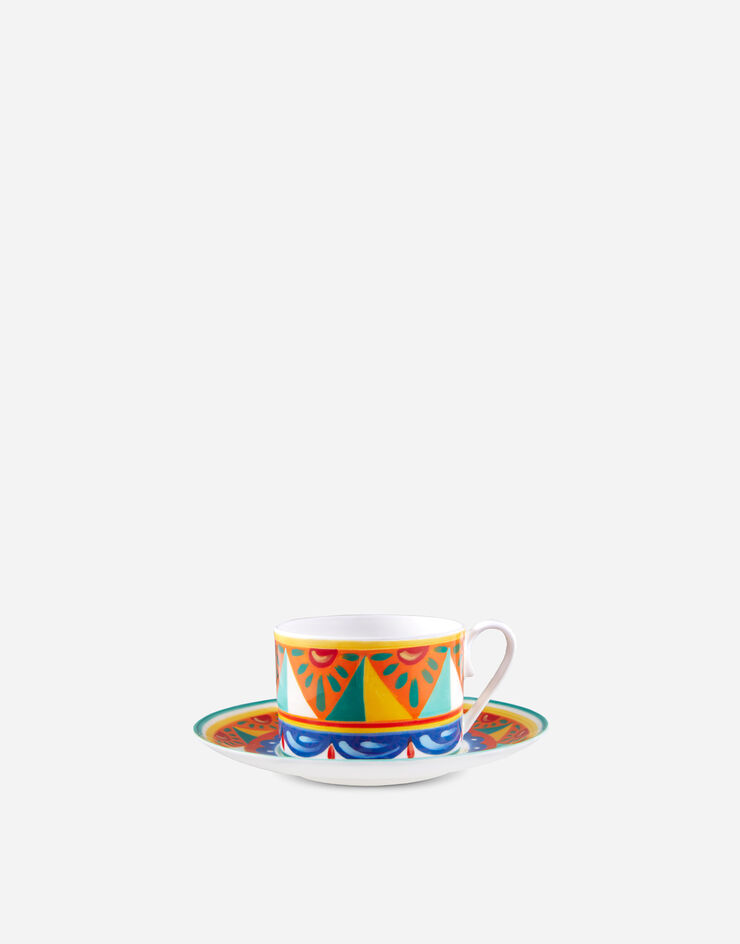 Dolce & Gabbana Teetasse mit Untertasse aus feinem Porzellan Mehrfarbig TC0S06TCA01