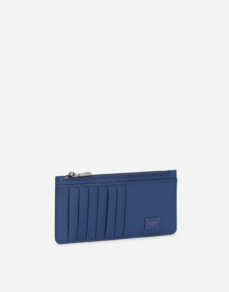 Dolce & Gabbana Calfskin card holder with zipper Blue BP2172AZ602