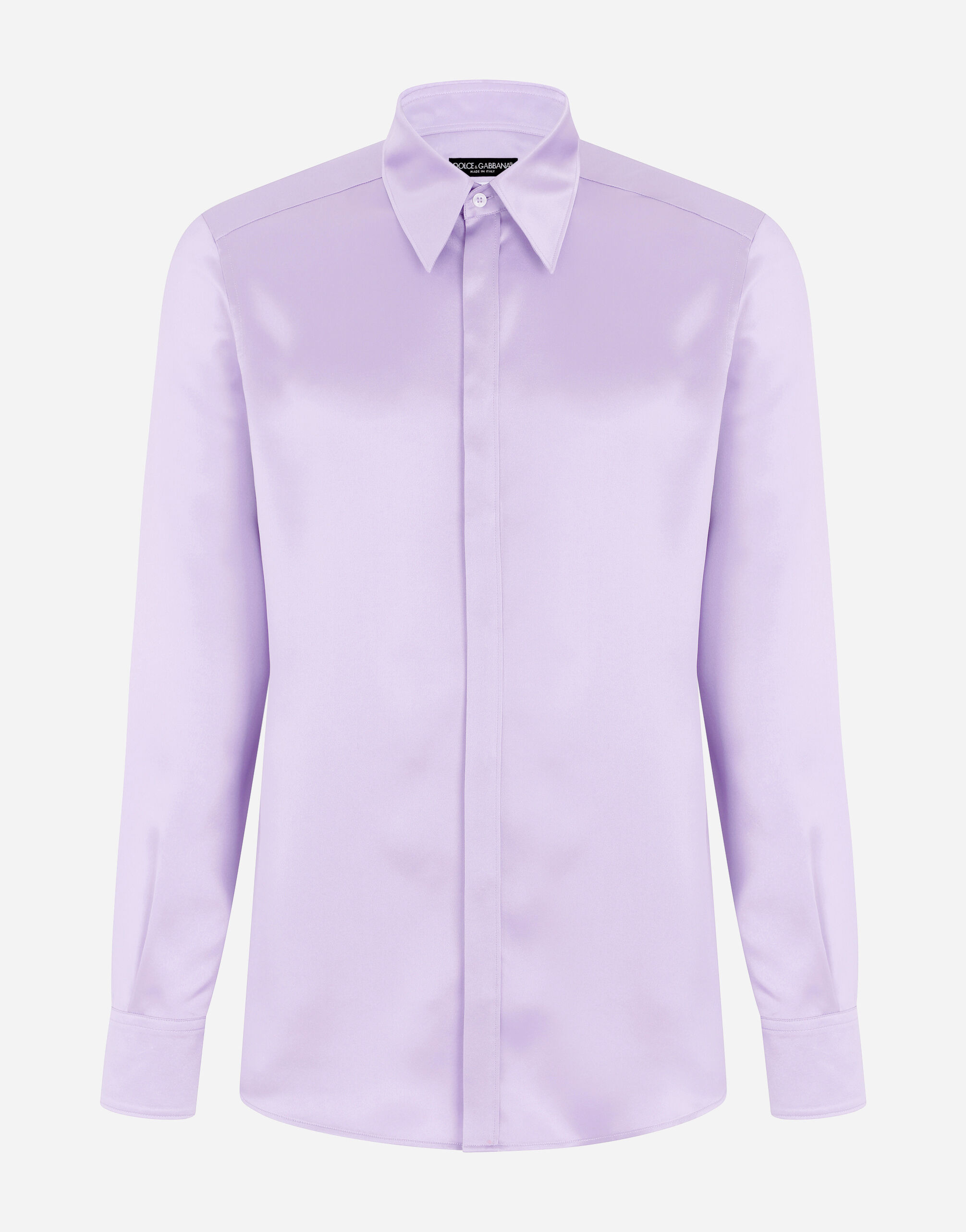 DOLCE&GABBANA シルク ドレープシャツ パープル サイズ40 Silk satin Martini-fit shirt in Purple for Men | Dolce&Gabbana® US