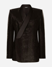 Dolce & Gabbana Sequined double-breasted Sicilia-fit tuxedo jacket Black G2PQ4ZGH907