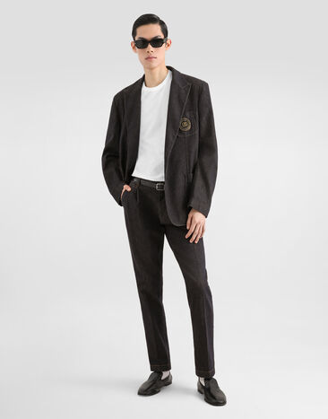 Dolce & Gabbana Single-breasted portofino denim jacket with patch Multicolor G2UQ7ZG8PF6