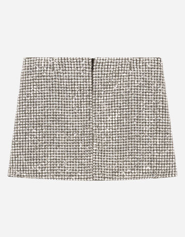 Dolce & Gabbana Short jersey skirt with fusible rhinestones Multicolor L54I65G7JK7