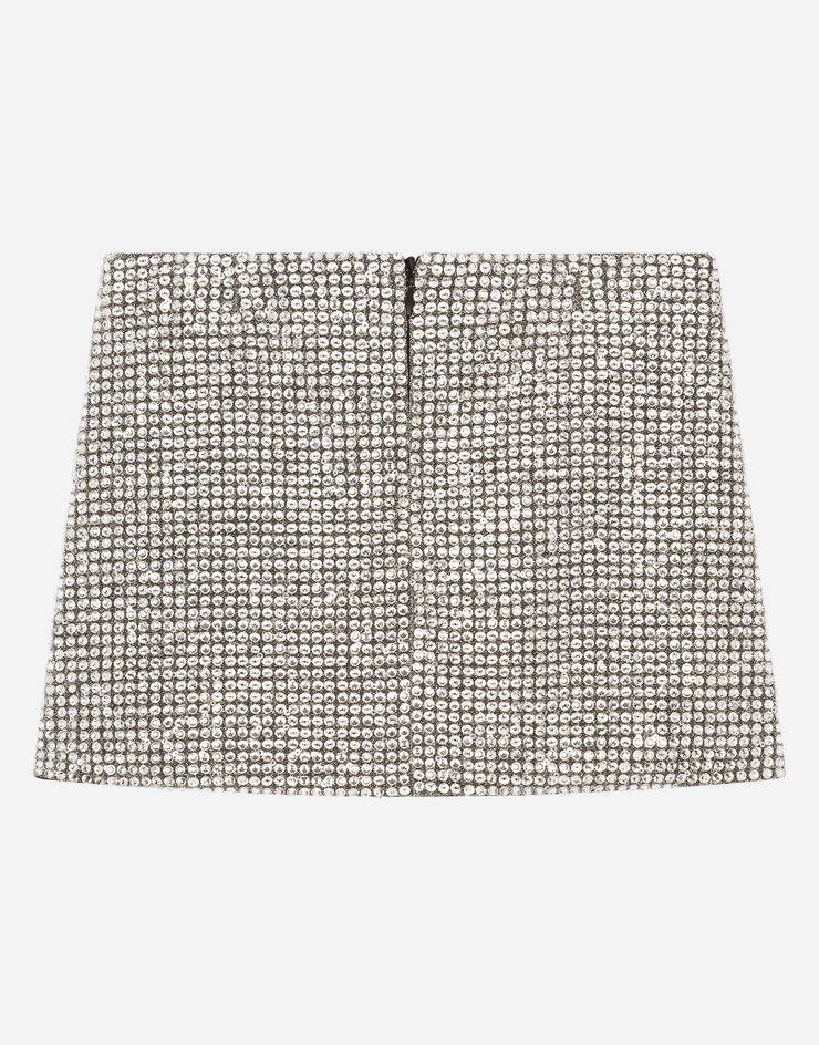 Dolce & Gabbana Falda corta de punto con strass termoadhesivos Multicolor L54I65G7JK7