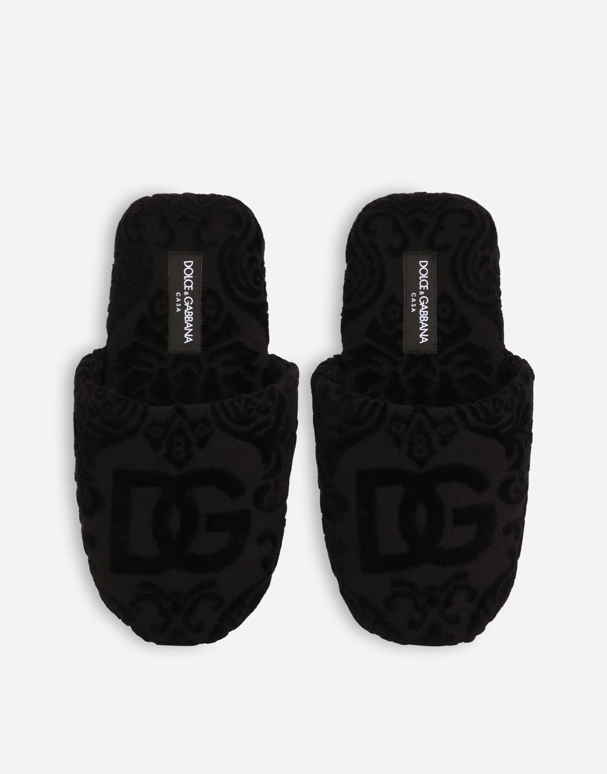 Jacquard Cotton Terry Slippers in Multicolor Dolce Gabbana