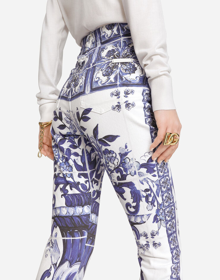 Dolce & Gabbana Jeans Grace aus Denim Majolika-Print Mehrfarbig FTBXHDG8GF9